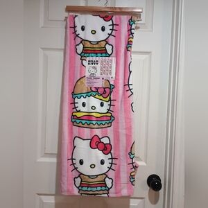 New Hello Kitty Burger Pink Striped Plush Throw Blanket Size 50x70